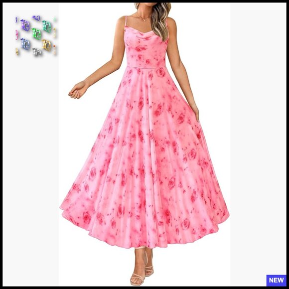 Floral Maxi Dress Elegant Spaghetti Strap Boho Chic Summer Party Wear